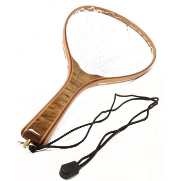 Burled Wood Landing Net - Black Rubber Bag