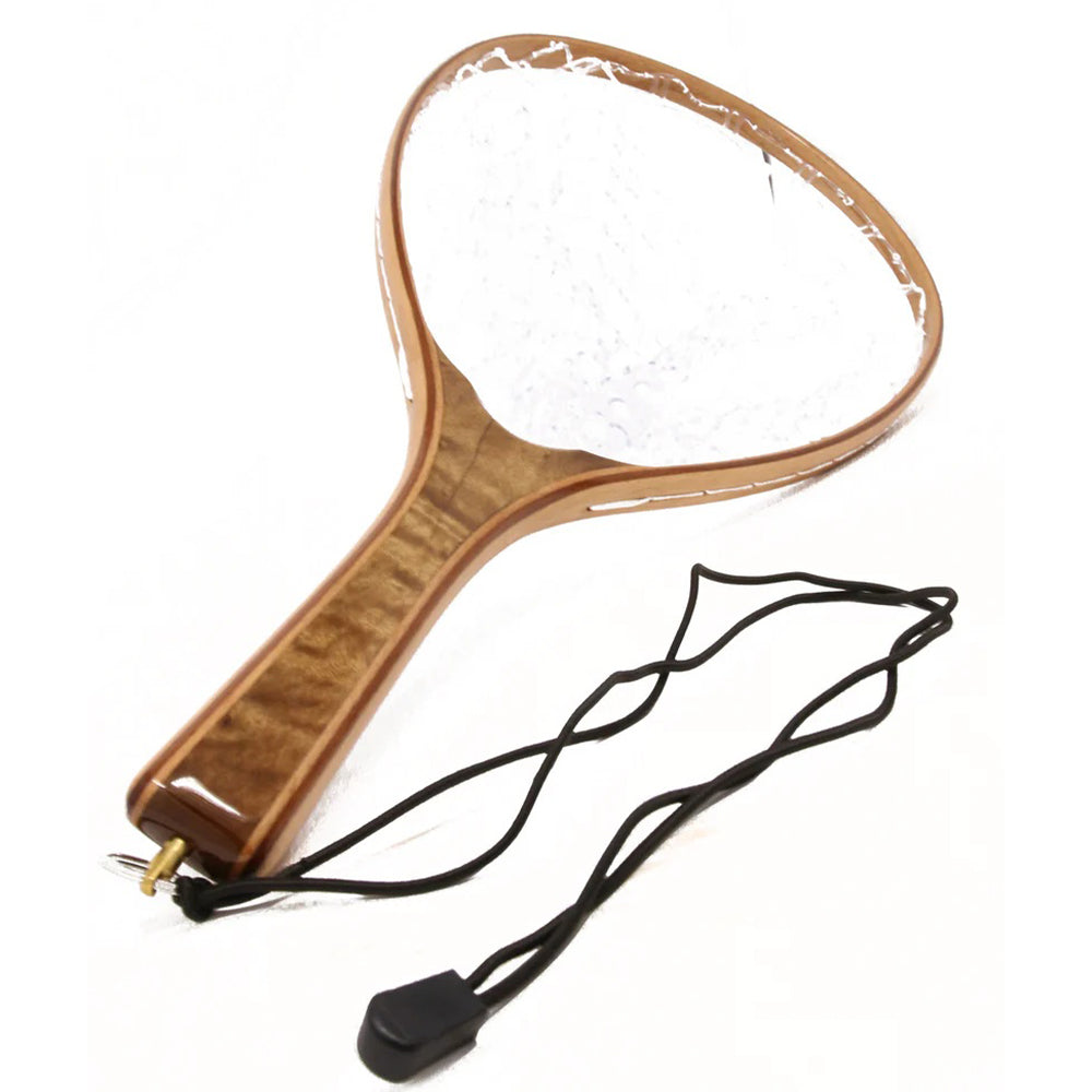 Burled Wood Landing Net - Black Rubber Bag